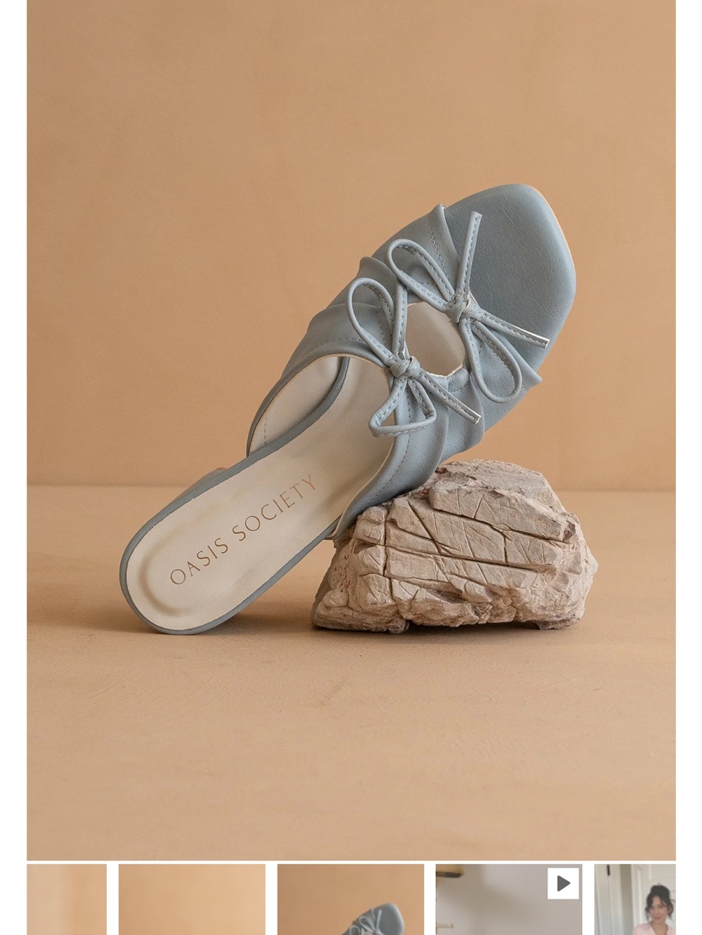 Light Blue Knot-Front Block Heel Mules - Picture 2 of 6